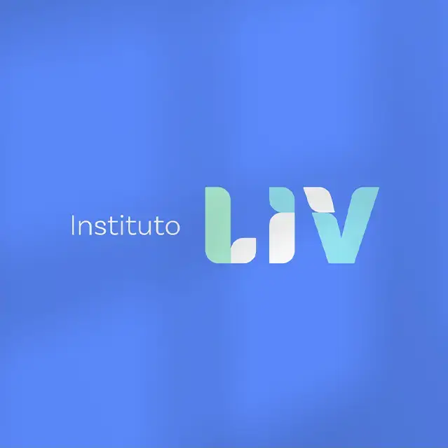 Logomarca do Instituto Liv em um fundo azul.